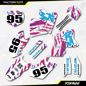 White Retro Fierce Graphics Kit fits 04-12 Suzuki RM125 RM250 RM 125 250 decals - Foto 1 di 5