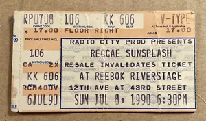 REGGAE SUNSPLASH RARE VINTAGE 1990 TICKET STUB 7/8/1990 REEBOK RIVERSTAGE NYC - Bild 1 von 2
