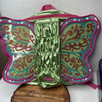 American Girl Doll Wellie Wisher Flutter Fairy Wings Doll Carrier Backpack Green - Image 1 of 3