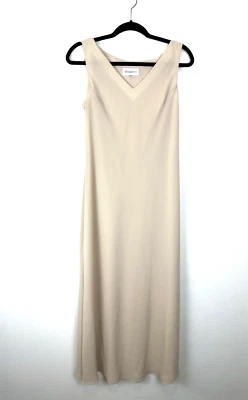 Maxi Vestido STUDIO 1 Para Mujer 10 Beige Forrado Sin Mangas Pullover Cuello en V Funda Foto 1 de 4