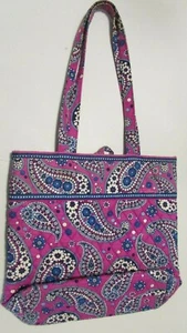 Vera Bradley 12" Tall Purple Paisley Tote Handbag Purse Bag - Picture 1 of 3
