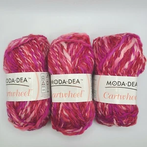 (Lote de 3) Moda Dea Rueda de Carro Frambuesas 9745 Rosa Retorcido 100% Lana Hilo Italia - Imagen 1 de 5