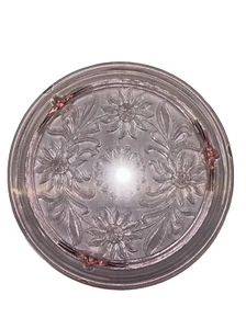 Vintage Pink Depression Glass Footed Floral Print Cake Stand Pie Plate Jeannette - Picture 1 of 6