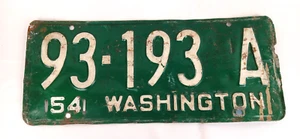 Single Original 1954 Washington License Plate 93-193 A - Picture 1 of 5