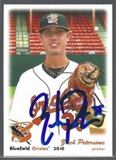 2010 Grandstand Bluefield Orioles Zach Petersime IP autograph signed card