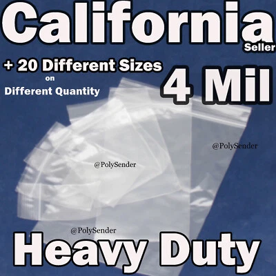 Clear 4 MIL Reclosable Zip Seal Lock able Bag Plastic Baggie Heavy Duty Top 4Mil - Image 1 of 4