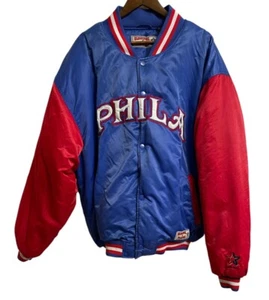 Vintage Philadelphia 76ers Bomber Jacket Reversible Mens 3XL Old School Blue Red - Picture 1 of 17