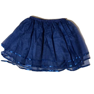 New Girl´s Formal Navy Blue Mesh Satin Banded Skirt Size M/L 9/10 Lined - Picture 1 of 6