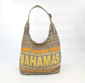 Robin Ruth Hobo Bag Tan Bahamas All Over Print Woven Tote Travel Resort Beach - Picture 1 of 19