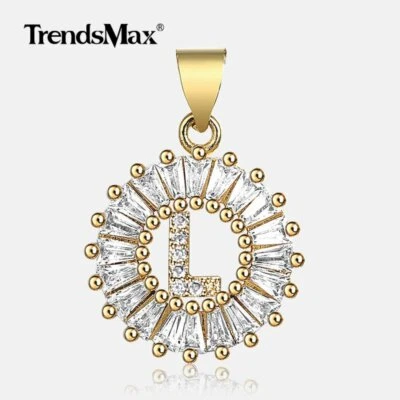 Mujer Circonita cúbica Circonita A-Z Letra Inicial Dije Colgante Chapado en Oro Foto 1 de 4