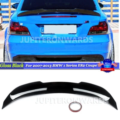 FOR 07-13 BMW E82 135i COUPE PSM STYLE GLOSSY BLACK HIGH-KICK TRUNK SPOILER WING - Image 1 of 4
