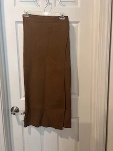 Women’s New Double Zero Core Ribbed Wrap Midi Skirt Light Brown Size Medium - Picture 1 of 4