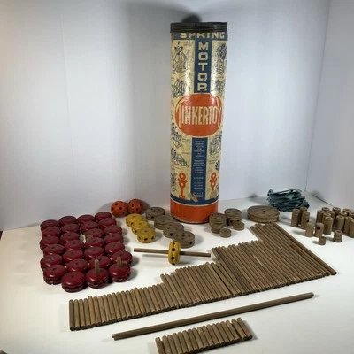 Vintage Tinkertoy Windlass Drive Set Includes 166 Pieces Incomplete - Image 1 of 4