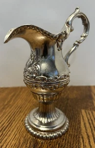 Vintage Versilbert Milchkännchen Krug 6" Standfuß Elegant Unmarkiert Klassisch - Bild 1 von 8
