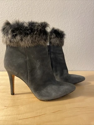 Antonio Melani Kylan Suede Fur Trimmed Ankle Booties Size 7M - Image 1 of 4