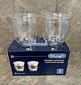 DeLonghi Cappuccino Gläser Doppelwandig Thermoglas 2er Set 6oz Kaffee NEU - Bild 1 von 9