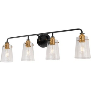 Forte Lighting 5118-04-62 Ronna Bathroom Vanity Light Black and Soft Gold - Picture 1 of 3