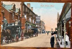 HIGH STREET, RHYL Antique 1911 VALENTINE'S Coloured Photograph Post Card - Picture 1 of 2