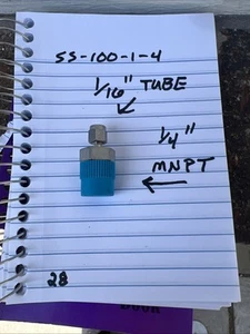 Swagelok SS-100-1-4 Male Connector Fitting 1/16” Tube OD X 1/4” MNPT Stainless - Picture 1 of 4