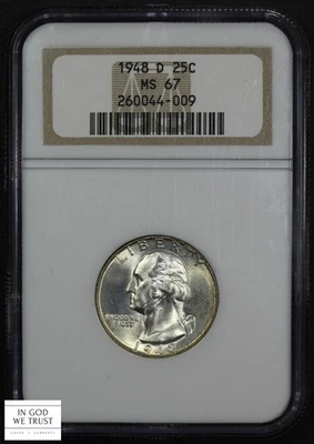 1948 D George Washington Silver Quarter 25C NGC MS 67 - Image 1 of 4