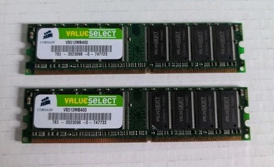 512MB CORSAIR VALUE SELECT VS512MB400 PC3200 DDR-400MHz 184-PIN NON-ECC CL3 RAM - Image 1 of 2