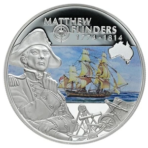 TOKELAU 5 $ Dollars 2014 Sterling Silber PP "Matthew Flinders & Segelschiff" - Bild 1 von 2