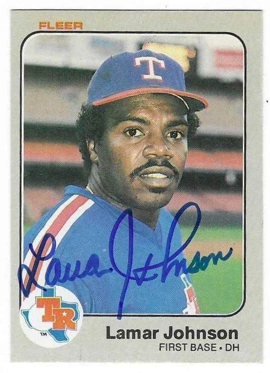 LAMAR JOHNSON 1983 FLEER AUTOGRAPHED SIGNED # 571 TEXAS RANGERS - Image 1 of 1