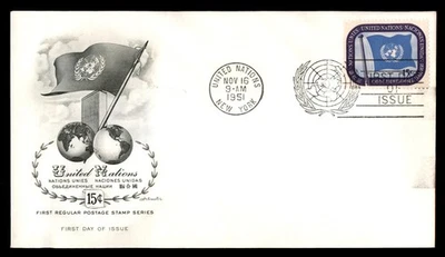 Mayfairstamps Naciones Unidas FDC 1951 ONU Bandera 15c Primer Día Cubierta aau_91581 Foto 1 de 2