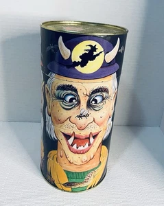 Barattolo vuoto latta Halloween vintage da collezione regolabile mercato faccia strega... - Foto 1 di 9