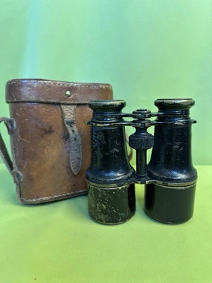 antikes Dienstglas Deraisme Paris 1. WK im Köcher - Bild 1 von 4