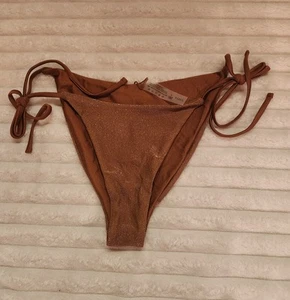 Zaful Women's Brown Glitter Bikini Swimsuit Bottom W) Tie Waist- Size Large NWT - Picture 1 of 10