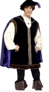 Purple Noble Lord Long Small Mens Adult Halloween Costume Shirt Cape Long Sleeve - Picture 1 of 15