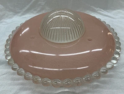 Vintage 3 Correntes Depressão Hobnail Candlewick Vidro Sombra Claro Rosa 11 1/4" - Imagem 1 de 4