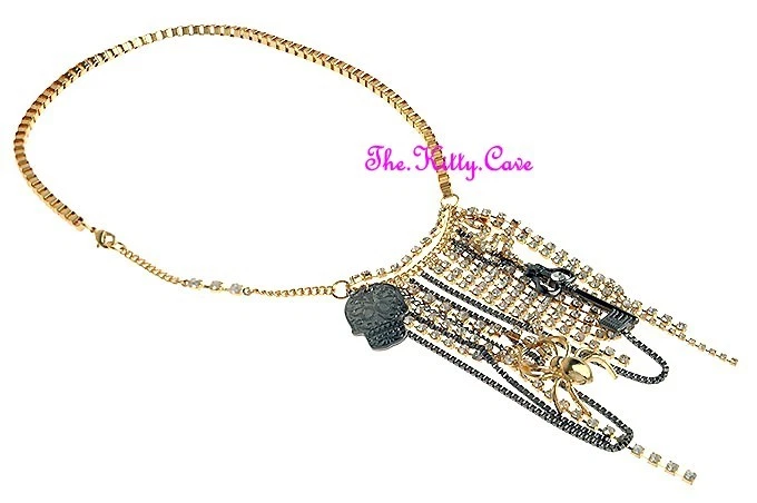 Gold Rock Punk Tribal Retro Fransen Kristall Quaste Steampunk Verzierung - Bild 1 von 1