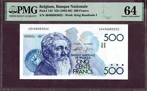 BELGIEN 500 FRANCS Banknote 1982-98 S/N 40406883032 Zustand I UNC FDS WPM 143 - Bild 1 von 2