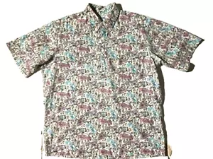 REYN SPOONER Men Creme Mini Floral Hawaiian Aloha Shirt sz L - Picture 1 of 11