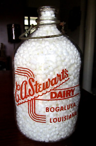 GALLON 1950's C.A. STEWART Bogalusa LOUISIANA dairy LA. milk bottle w/ handle