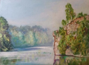 Original Painting Landscape Zhytomyr A3 Oil Post Impressionism River Signed - Picture 1 of 1