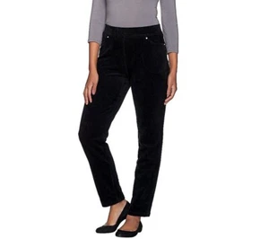 Quacker Factory Regular Knit Corduroy Pull-On Slim Leg Pant-Black-XL-NEW-A270756 - Picture 1 of 3