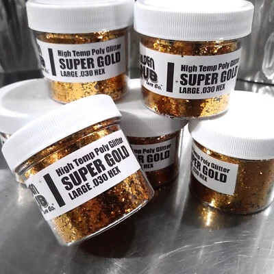 THE GOLDEN GRUB LURE CO NEW 2 OZ SUPER GOLD High Temp Glitter .030 Hex Fishing Lure Making plastisol