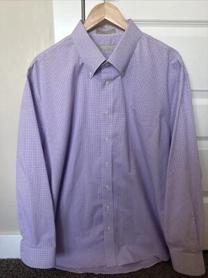 Camisa de vestir Nordstrom para hombre ajuste tradicional púrpura blanco 100 % CO sin arrugas XL Foto 1 de 4