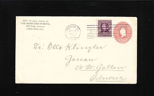 Harvard School Chicago 1903 3c Jackson NY Foreign Switzerland Cover 2c PSE 2t - Picture 1 of 3