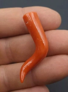 ANTICO CORNO DI CORALLO ROSSO SANGUE DI SARDEGNA PORTAFORTUNA CORALLO SALMONE - Foto 1 di 8