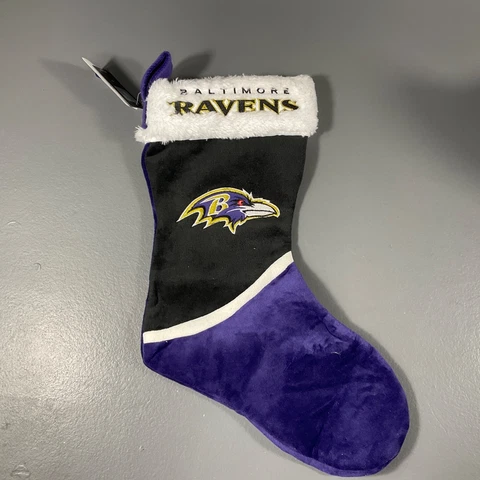Baltimore Raven Christmas Stocking Team Logo Sports NFL Football Black & Purple Cover