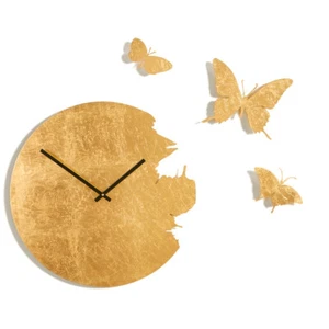 BUTTERFLY rivestito foglia oro Domeniconi Orologio da parete + kit 3 farfalle - Imagen 1 de 4