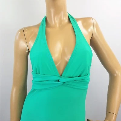 Traje de baño Merona de una pieza para mujer halter verde agua azulado talla mediana Foto 1 de 4