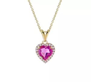 Collar colgante cadena de 18" de oro amarillo de 1,25 quilates corte corazón rojo rubí 14k amarillo - Imagen 1 de 6