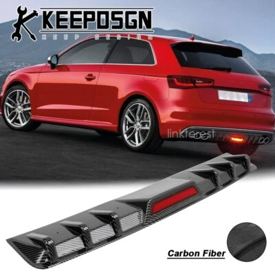 For Audi A3 S3 RS3 CARBON FIBER Rear Bumper Diffuser Splitter w/ LED Brake Light - Изображение 1 из 4