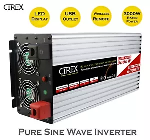 Cirex Power Inverter 3000W/6000W 12V to 240V Pure Sine Wave Camping Car Boat 4WD - Picture 1 of 14