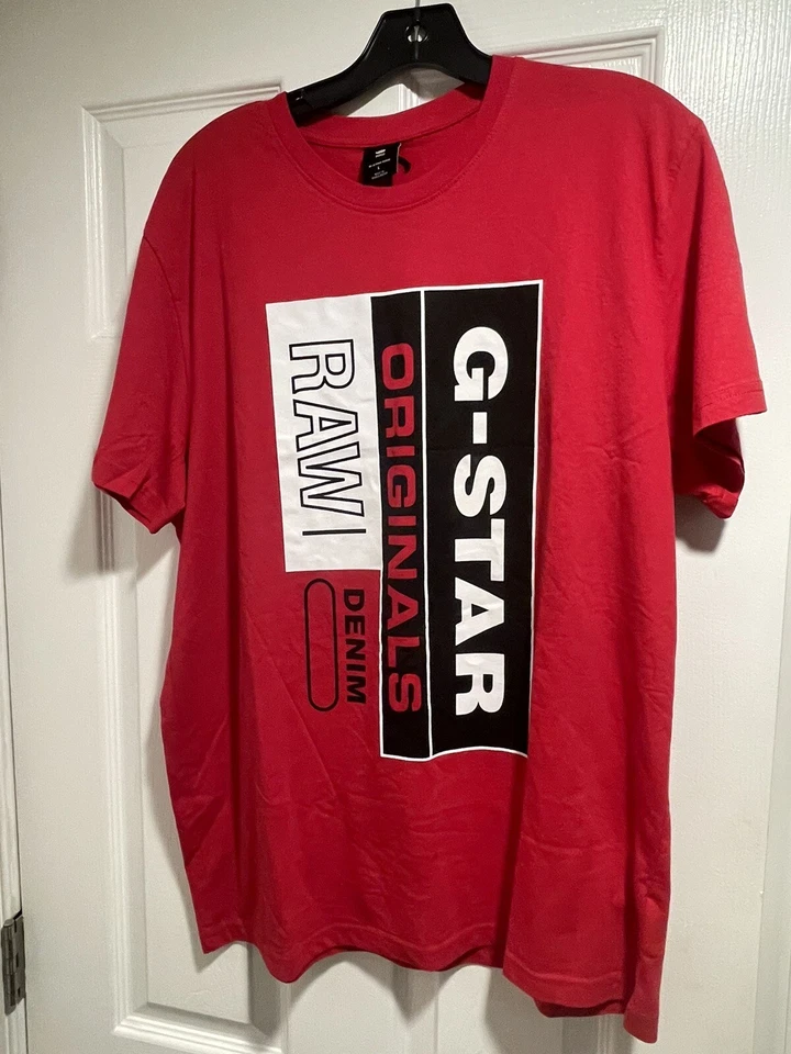 NWT G-Star Raw Originals Men’s Blanco T Shirt Red Sz L Foto 1 de 1